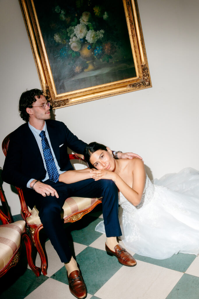 Direct flash moment at an old victorian wedding estate in North Shore Boston Massachusetts