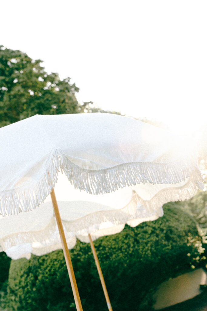 Sunny umbrella by the New England coast