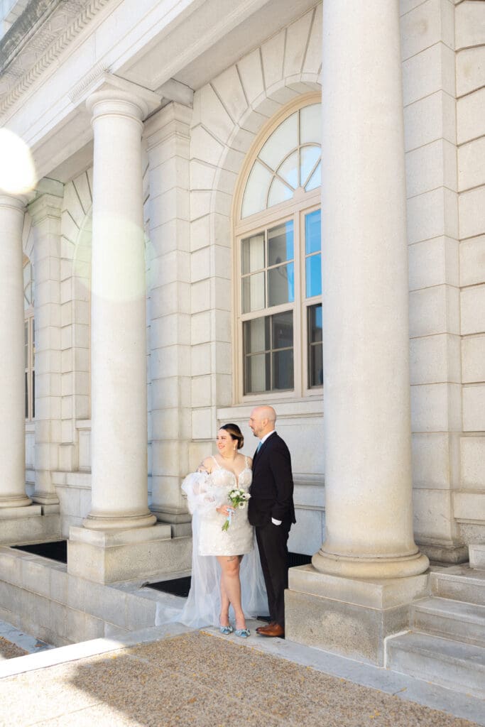 Happy couple eloping at City Hall